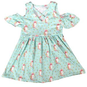 Little Girl Dress Kids Cold Shoulder Polka Flower Girl Dress Fish Short Sleeve